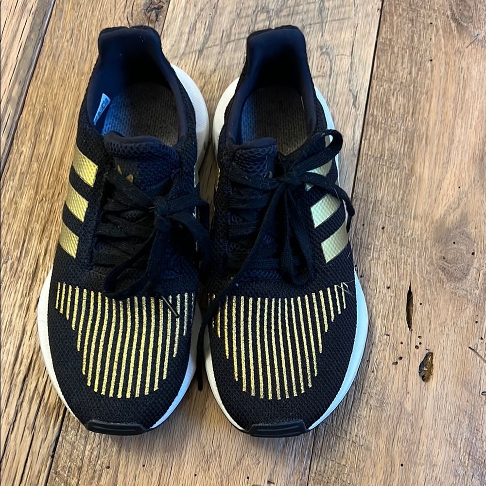 Adidas Black and Gold Sneakers